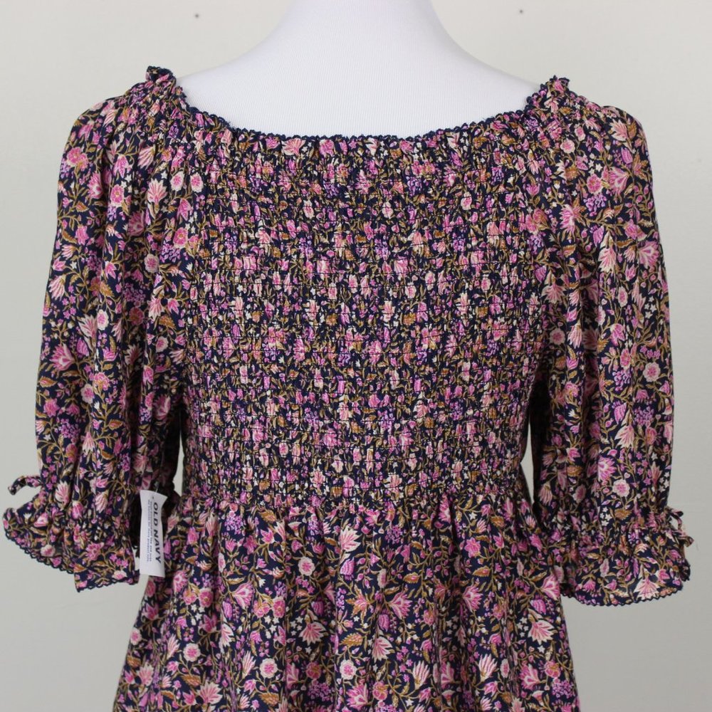 🛑SOLD🛑 NWT Old Navy Floral Puff Sleeve Round Neck Peplum Top Size Large - Picture 8 of 10